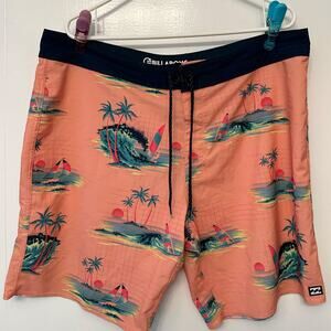 Billabong Boardshorts Men’s Size 38 Peach Tropical Surf Swim Shorts